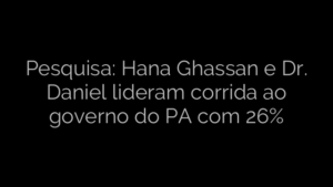​Pesquisa: Hana Ghassan e Dr. Daniel lideram corrida ao governo do PA com 26% 